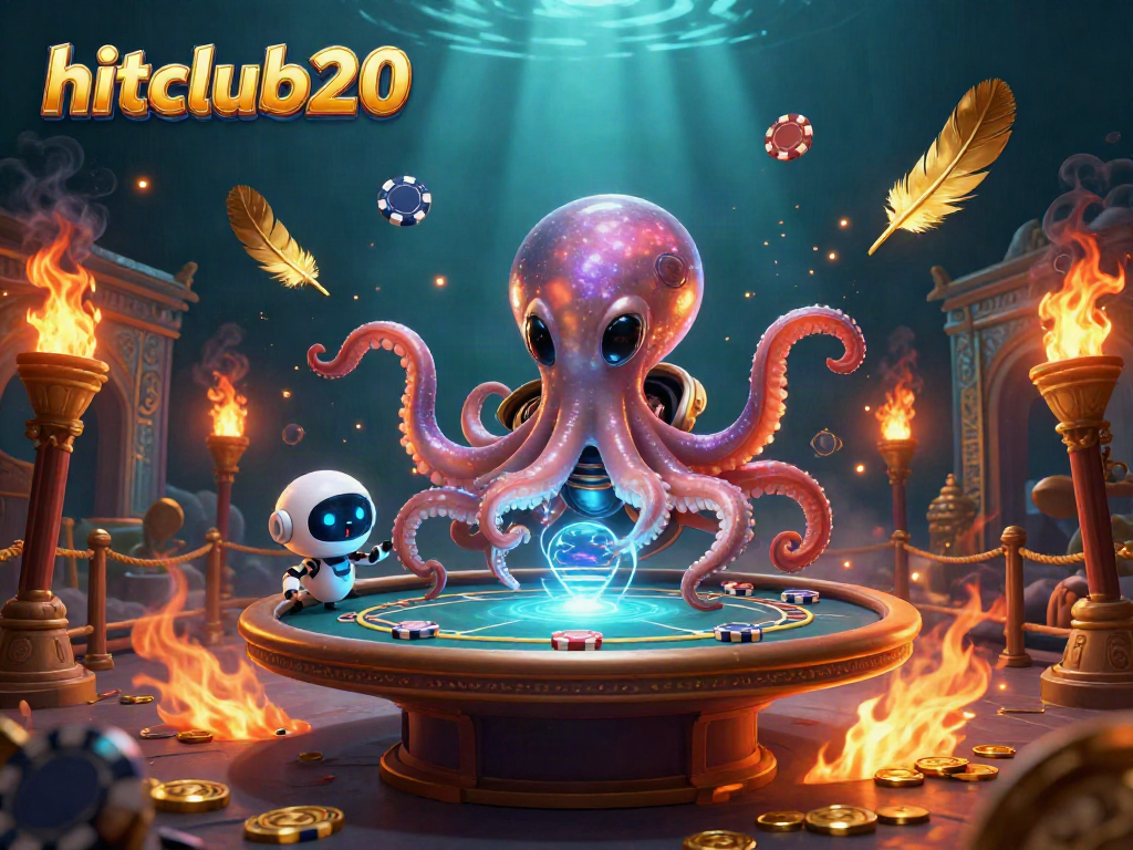 Experience hitclub20 at a vibrant alien-themed poker table, surrounded by energetic galaxy elements.