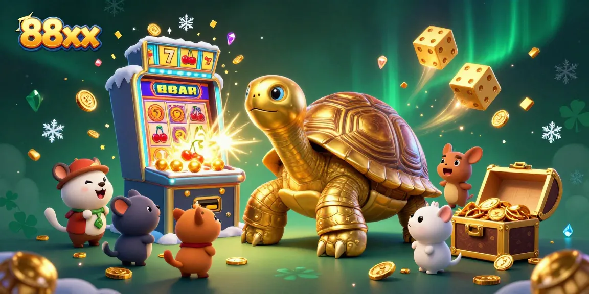 Spin the jackpot with 88xx in an exciting casino scene full of golden coins and vibrant game elements.